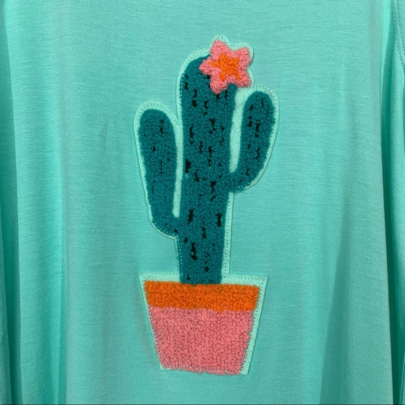 Cupio Mint Green Bucle Embroidered Cactus Graphic Tank Top New Nwt Size Small - Picture 3 of 12